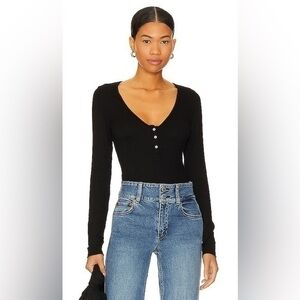 Free People Black Long Sleeve Top